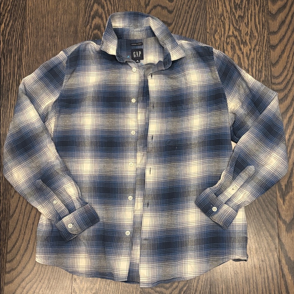 GAP Standard Fit Stretch Button Down Plaid Shirt, Excellent Condition 97% Cotton